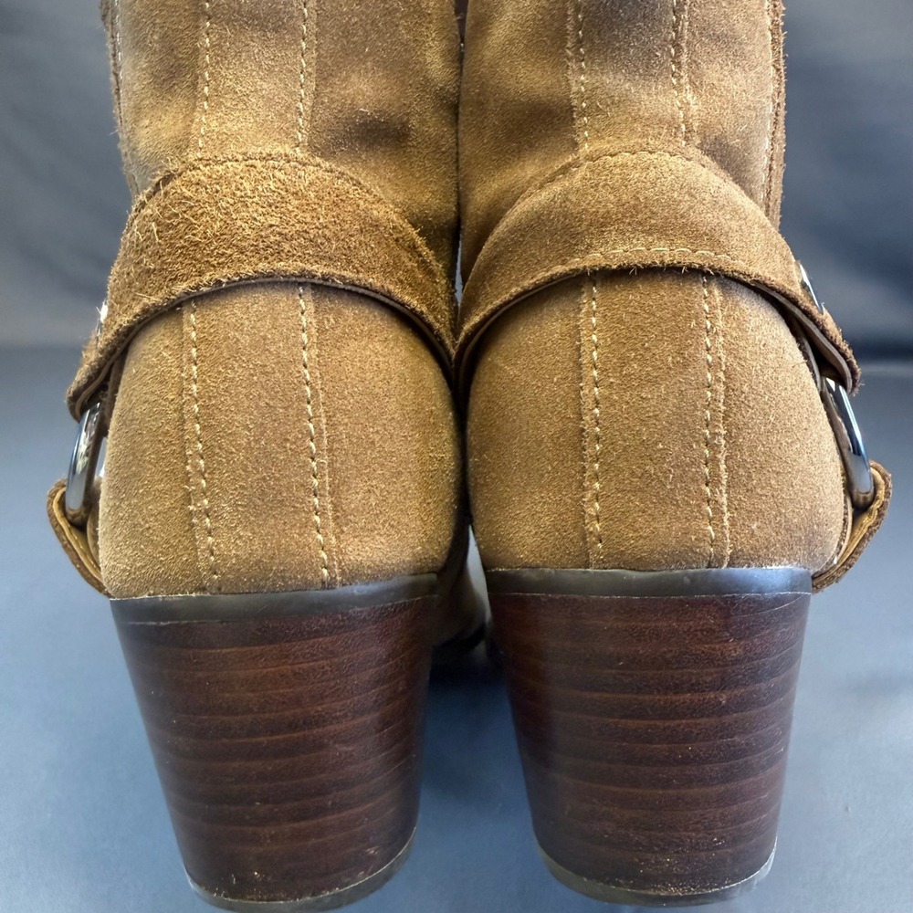 Marc Fisher LTD Halie Tan Suede Harness Western Ankle Boots BOHO Womens 9M - Picture 14 of 16